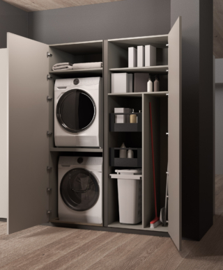 Pet Metal Dark Night per le basi della composizione Immagina Neck di Lube che si apre completamente sulla zona giorno ed è dotata di una penisola con piano snack integrato in Laminato Calacatta effetto marmo bianco. Le ampie colonne in Laccato Beige Colorado Opaco celano non solo elettrodomestici e la dispensa, ma anche una vera e propria lavanderia con sgabuzzino porta scope. Un modulo base da 60 cm escluso top, prezzo 372 euro + IVA. www.cucinelube.it Pet Metal Dark Night per le basi della composizione Immagina Neck di Lube che si apre completamente sulla zona giorno ed è dotata di una penisola con piano snack integrato in Laminato Calacatta effetto marmo bianco. Le ampie colonne in Laccato Beige Colorado Opaco celano non solo elettrodomestici e la dispensa, ma anche una vera e propria lavanderia con sgabuzzino porta scope. Un modulo base da 60 cm escluso top, prezzo 372 euro + IVA. www.cucinelube.it