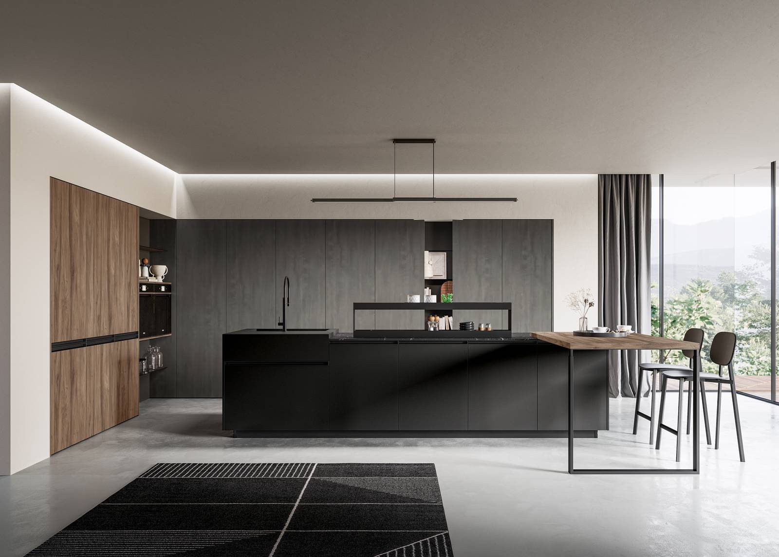 Ha le basi con ante in PET riciclato Stromboli opaco la cucina Kalì 05 di Arredo3 che è completata dai moduli Maxxi delle colonne in laminato noce Imperial con maniglie Quadra che simulano un effetto gola orizzontale. Le ampie colonne in laminato metal light, effetto ferro ossidato, hanno una ampliata capacità di contenimento grazie al meccanismo Tandem Side, che attrezza e organizza anche l'interno dell'anta. Il piano dell'isola è in ceramica Iris dark Marquina. Prezzo su richiesta. www.arredo3.it Ha le basi con ante in PET riciclato Stromboli opaco la cucina Kalì 05 di Arredo3 che è completata dai moduli Maxxi delle colonne in laminato noce Imperial con maniglie Quadra che simulano un effetto gola orizzontale. Le ampie colonne in laminato metal light, effetto ferro ossidato, hanno una ampliata capacità di contenimento grazie al meccanismo Tandem Side, che attrezza e organizza anche l'interno dell'anta. Il piano dell'isola è in ceramica Iris dark Marquina. Prezzo su richiesta. www.arredo3.it