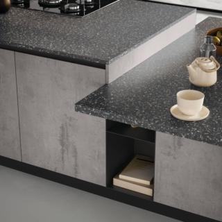 Cucina Cloe di Arredo3, dettaglio della nuova finitura resina Urban Cucina Cloe di Arredo3, dettaglio della nuova finitura resina Urban