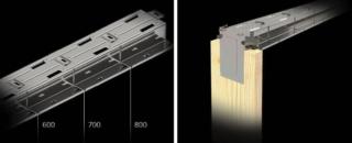 Dettagli dei controtelai Titano di Mito: a sinistra carter modulare, a destra montante in legno Dettagli dei controtelai Titano di Mito: a sinistra carter modulare, a destra montante in legno