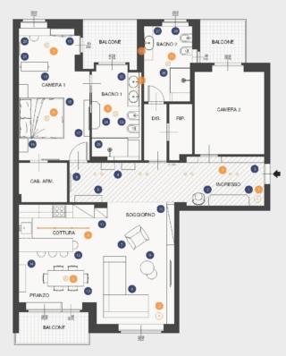 Planimetria progetto con arredi soluzione