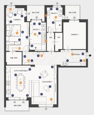 Planimetria progetto con arredi soluzione