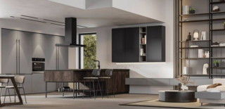 Si integra perfettamente nella zona giorno la cucina Loft 2.2 di Arrex composta da moduli progettati per garantire la massima funzionalità. La penisola ha le basi nella finitura Style Table Coffee effetto legno scuro; le colonne che compongono l'armadiatura a parete hanno le ante lisce in Supermatt Selenio, La libreria a giorno raccorda visivamente lo spazio dando vita ad una continuità di materiali e colori. Un modulo base da 60 cm, prezzo 137 euro + IVA. www.arrex.it Si integra perfettamente nella zona giorno la cucina Loft 2.2 di Arrex composta da moduli progettati per garantire la massima funzionalità. La penisola ha le basi nella finitura Style Table Coffee effetto legno scuro; le colonne che compongono l'armadiatura a parete hanno le ante lisce in Supermatt Selenio, La libreria a giorno raccorda visivamente lo spazio dando vita ad una continuità di materiali e colori. Un modulo base da 60 cm, prezzo 137 euro + IVA. www.arrex.it