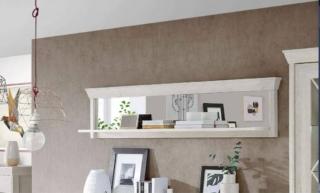 Stile country chic per la grande mensola Nizza in vendita da Conforama che ha la struttura in laminato nella finitura Pino sbiancato; lo specchio permette di ampliare lo spazio perchè “sfonda” visivamente la parete. Misura L 177,7 x P 24,5 x H 43 cm. Prezzo 176 euro. www.conforama.it Stile country chic per la grande mensola Nizza in vendita da Conforama che ha la struttura in laminato nella finitura Pino sbiancato; lo specchio permette di ampliare lo spazio perchè “sfonda” visivamente la parete. Misura L 177,7 x P 24,5 x H 43 cm. Prezzo 176 euro. www.conforama.it