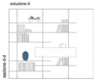 prospetto libreria che divide ingresso e salotto soluzione A prospetto libreria che divide ingresso e salotto soluzione A