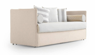 Space di Noctis è il letto divano con tre sponde, dotato di rete strutturale e due contenitori estraibili in laminato bianco scorrevoli su ruote. La struttura è in acciaio, imbottita e rivestita in tessuto, jeans e ecopelle sfoderatili o in pelle disponibili in vari colori.
Il prezzo al pubblico della misura P 101 x L 200 x H 85 cm è: a partire da 1.070 euro (in tessuto cat. C). www.noctis.it Space di Noctis è il letto divano con tre sponde, dotato di rete strutturale e due contenitori estraibili in laminato bianco scorrevoli su ruote. La struttura è in acciaio, imbottita e rivestita in tessuto, jeans e ecopelle sfoderatili o in pelle disponibili in vari colori.
Il prezzo al pubblico della misura P 101 x L 200 x H 85 cm è: a partire da 1.070 euro (in tessuto cat. C). www.noctis.it