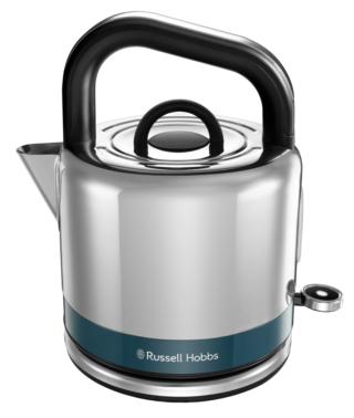 In acciaio inox satinato con dettagli lucidi e verniciati, il bollitore Ocean Blu Distinction di Russell Hobbs è capiente 1,5 litri (per 6 tazze circa). Ha base girevole a 360° con avvolgicavo, potenza di 2.400 watt, capacità di 1,5 litri, filtro anticalcare e coperchio con apertura a pressione. L’oblò permette il controllo il livello dell’acqua. Prezzo 99,99 euro. www.russellhobbs.com