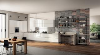 Lineare e moderna la composizione angolare Mood di Scavolini caratterizzata dalle ante lisce in laccato lucido Bianco Prestige che "illuminano" l'ambiente e mettono in risalto il piano in Acciaio satinato dal design minimalista. Lateralmente è presente un comodo bancone colazione in quarz Blanco City "incorniciato" dal Sistema Parete Metro con le mensole in decorativo Concrete Jersey. Prezzo su richiesta. www.scavolini.com Lineare e moderna la composizione angolare Mood di Scavolini caratterizzata dalle ante lisce in laccato lucido Bianco Prestige che "illuminano" l'ambiente e mettono in risalto il piano in Acciaio satinato dal design minimalista. Lateralmente è presente un comodo bancone colazione in quarz Blanco City "incorniciato" dal Sistema Parete Metro con le mensole in decorativo Concrete Jersey. Prezzo su richiesta. www.scavolini.com
