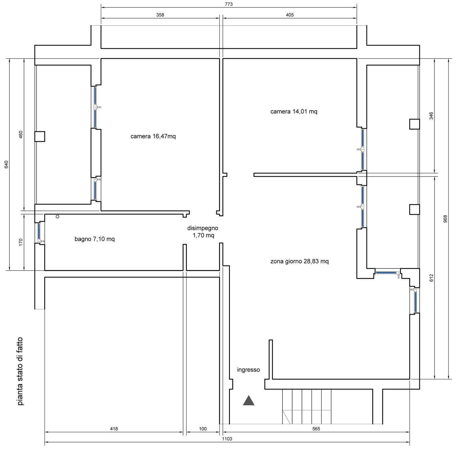 planimetria prima dei lavori ricavare secondo bagno