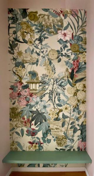 restyling bagno carta da parati montata