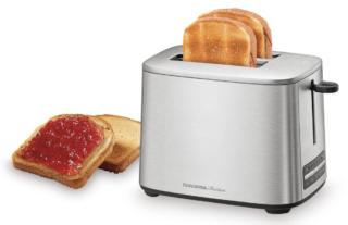 Il tostapane in acciaio inossidabile della Linea President di Tescoma ha due inserti per le fette di pane, 6 livelli di cottura selezionabili e può anche riscaldare i toast surgelati. Al termine della cottura si spegne automaticamente. Prezzo 79,90 euro. Misura L 26,5 x P 15,5 x H 19 cm. www.tescomaonline.com