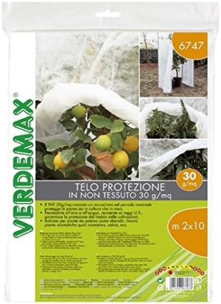 Verdemax - 30 g/mq 1,6 x 10 m di tessuto non tessuto protettivo. Colore: bianco. 9,30 euro