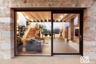 porta ingresso con doppia vetrata scorrevole