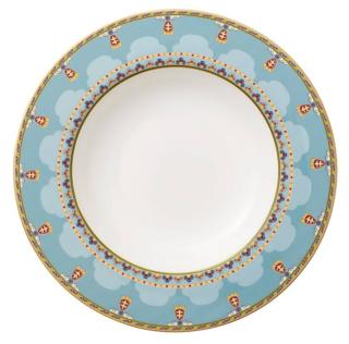 Colori pieni e fantasie raffinate decorano il bordo del piatto Samarkand Aquamarin di Villeroy&Boch (www.villeroy-boch.it), realizzato in porcellana Premium Bone, lavabile in lavastoviglie, ma non utilizzabile nel microonde. Misura Ø 24 cm. Costa 64,90 euro. Colori pieni e fantasie raffinate decorano il bordo del piatto Samarkand Aquamarin di Villeroy&Boch (www.villeroy-boch.it), realizzato in porcellana Premium Bone, lavabile in lavastoviglie, ma non utilizzabile nel microonde. Misura Ø 24 cm. Costa 64,90 euro.