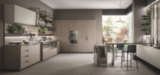 La composizione ad angolo Mia by Carlo Cracco di Scavolini è caratterizzata dalla presenza di basi e colonne con le ante in Decorativo Rovere Gessato e Argilla Lima. Il top è realizzato in Gres Amadeus Nat come il piano snack. La barra attrezzata sottopensile nella finitura Acciaio Scuro dotata di luce completa la composizione a parete; la boiserie effetto legno chiaro è attrezzata con profili in alluminio nella finitura Acciaio Scuro.  Prezzo su richiesta. www.scavolini.com La composizione ad angolo Mia by Carlo Cracco di Scavolini è caratterizzata dalla presenza di basi e colonne con le ante in Decorativo Rovere Gessato e Argilla Lima. Il top è realizzato in Gres Amadeus Nat come il piano snack. La barra attrezzata sottopensile nella finitura Acciaio Scuro dotata di luce completa la composizione a parete; la boiserie effetto legno chiaro è attrezzata con profili in alluminio nella finitura Acciaio Scuro.  Prezzo su richiesta. www.scavolini.com