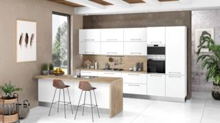 È progettata con una doppia fila di pensili la composizione con ante lisce e brillanti, e piani in laminato a effetto materico.
Zenit di Mondo Convenienza, in nobilitato bianco star, nella misura 255 x 60 x H 215 cm, con tris di elettrodomestici costa 990 euro. www.mondoconv.it È progettata con una doppia fila di pensili la composizione con ante lisce e brillanti, e piani in laminato a effetto materico.
Zenit di Mondo Convenienza, in nobilitato bianco star, nella misura 255 x 60 x H 215 cm, con tris di elettrodomestici costa 990 euro. www.mondoconv.it