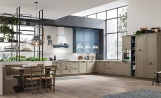 Qui il richiamo alla tradizione è importante: telaio, inglesina e mensola che incornicia la cappa sono gli elementi caratterizzanti. La zona pranzo è schermata  da una libreria bifacciale. Nella cucina Eva di Arrex Le Cucine le ante in legno massiccio sono proposte nelle tinte Cemento e Azzurro; i pensili con inglesina sono completi di vetri acidati temperati. Top (spessore 4 cm) e  schienale sono in laminato Hpl. Una base da 60 cm costa 243 euro + Iva. www.arrex.it Qui il richiamo alla tradizione è importante: telaio, inglesina e mensola che incornicia la cappa sono gli elementi caratterizzanti. La zona pranzo è schermata  da una libreria bifacciale. Nella cucina Eva di Arrex Le Cucine le ante in legno massiccio sono proposte nelle tinte Cemento e Azzurro; i pensili con inglesina sono completi di vetri acidati temperati. Top (spessore 4 cm) e  schienale sono in laminato Hpl. Una base da 60 cm costa 243 euro + Iva. www.arrex.it