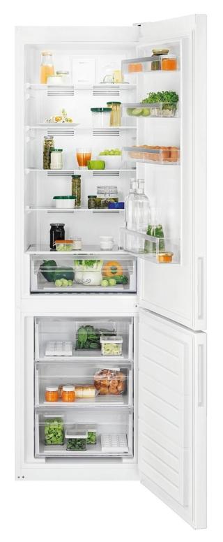 Il frigocongelatore combinato SpacePlus® LNT5MF36W0 di Electrolux  è dotato di MultiFlow  per una temperatura stabile  e di TwinTech® con 2 sistemi di raffreddamento indipendenti  per frigorifero e congelatore.  Total No Frost, ha sbrinamento  e scongelamento automatici.  La capacità totale del frigo  è di 266 litri, del congelatore  di 101 litri. Misura L 59,5 x  P 65 x H 201 cm.  Prezzo 840 euro. www.electrolux.it