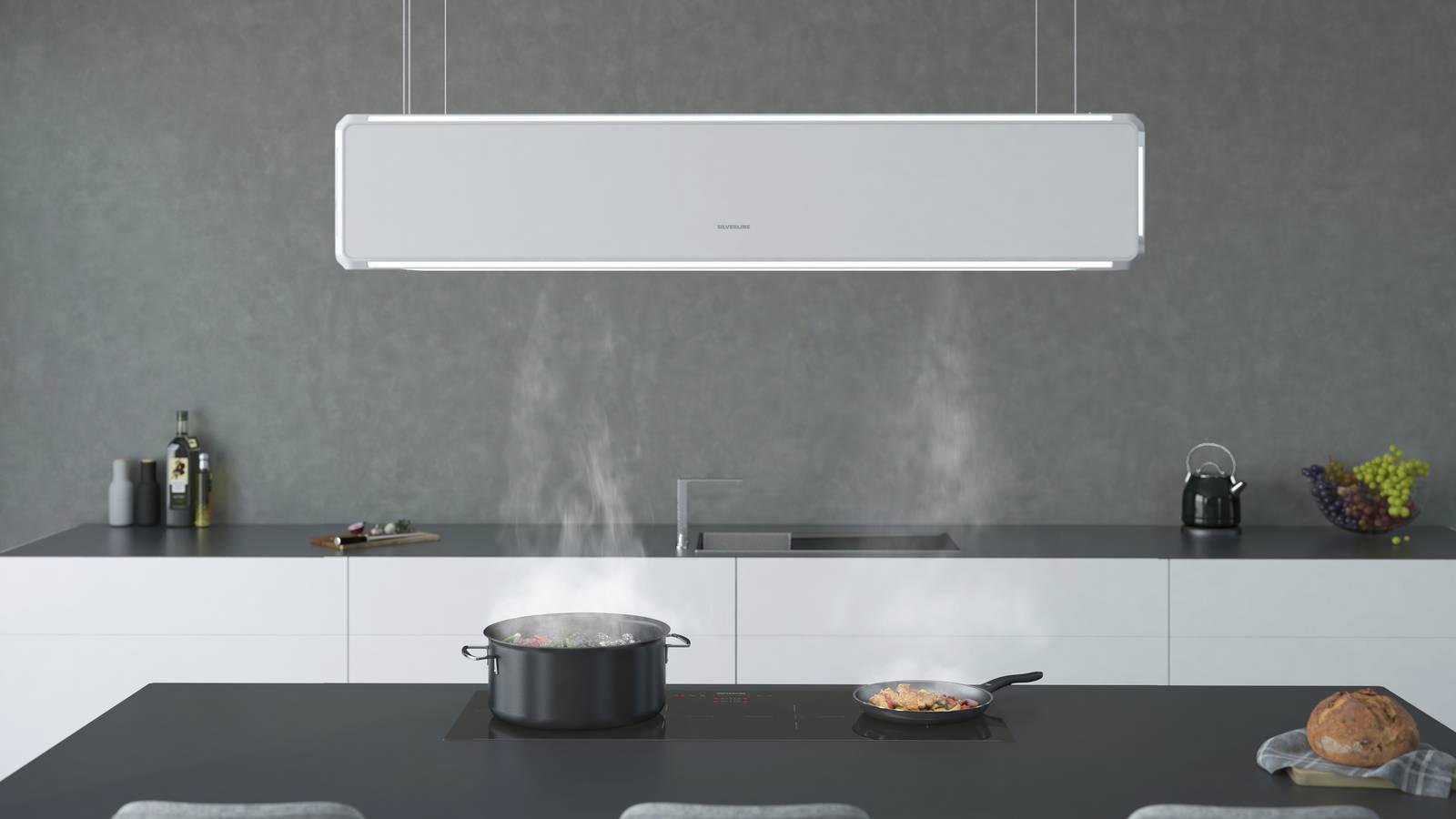 Nome: Lightline di Silverline
Classe di efficienza energetica: n.d.
Consumo energia elettrica su base annua: n.d. kwh
Capacità aspirante: 400 mc/h
Capacità aspirante livello intensivo: 600 mc/h
Numero velocità: 3 + 1
Livello sonoro (alla 3° velocità): 58 decibel
Larghezza: 120 cm
Caratteristiche: in acciaio e vetro è disponibile nei colori bianco o nero. È gestibile tramite telecomando o App. L'applicazione controlla le principali funzioni della cappa, quali la capacità di aspirazione, il movimento up and down, e l'illuminazione. È possibile selezionare la tonalità della luce per ottenere il tipo di illuminazione che si desidera in cucina
Prezzo: bianca 4.212 euro
Sito web azienda: www.silverline.com