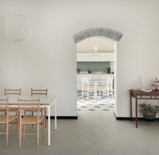 dopo, l'arco in mattoni sbiancato tra sala e cucina dopo, l'arco in mattoni sbiancato tra sala e cucina