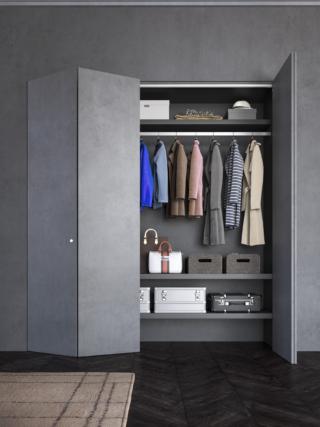 Armadio a muro in camera con chiusura Eclisse Syntesis Areo. Armadio a muro in camera con chiusura Eclisse Syntesis Areo.