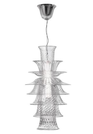 Fa parte della nuova collezione Campanula di Barovier & Toso la lampada a sospensione, a sviluppo verticale, completamente realizzata in cristallo veneziano, attraverso cui filtra e viene amplificata la luce prodotta dalla doppia fonte luminosa, una rivolta verso l'alto, l'altra verso il basso. www.barovier.com Fa parte della nuova collezione Campanula di Barovier & Toso la lampada a sospensione, a sviluppo verticale, completamente realizzata in cristallo veneziano, attraverso cui filtra e viene amplificata la luce prodotta dalla doppia fonte luminosa, una rivolta verso l'alto, l'altra verso il basso. www.barovier.com