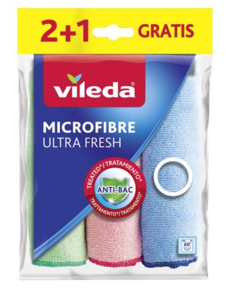 Il panno Microfibre Ultra Fresh 2+1 di Vileda ha trattamento a base di cloruro d’argento che riduce la produzione batterica e previene l’insorgere di cattivi odori. Ideale per pulire efficacemente qualsiasi tipo di superficie, ha trama, morbida, piacevole al tatto e resistente, e può essere utilizzato sia asciutto che da umido. È disponibile nel formato 2+1. Prezzo 3,99 euro. www.vileda.it