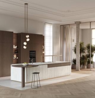 Materiali eco-compatibili, riciclati e sostenibili, per la cucina Glass 2.0 di Arredo3 in mostra durante la Milano Design Week. L'ampia isola, con il piano snack Tuttotondo, ha una veste green: è in Laminam pietra di Savoia perla, un materiale ceramico in lastre ottenuto con una produzione sostenibile da componenti in gran parte naturali. La boiserie è attrezzata con mensole e colonne Lateral nella finitura noce millerighe. www.arredo3.it - Fuorisalone, Store Arredo3, Via Solferino – Galleria San Marco 1, Milano Materiali eco-compatibili, riciclati e sostenibili, per la cucina Glass 2.0 di Arredo3 in mostra durante la Milano Design Week. L'ampia isola, con il piano snack Tuttotondo, ha una veste green: è in Laminam pietra di Savoia perla, un materiale ceramico in lastre ottenuto con una produzione sostenibile da componenti in gran parte naturali. La boiserie è attrezzata con mensole e colonne Lateral nella finitura noce millerighe. www.arredo3.it - Fuorisalone, Store Arredo3, Via Solferino – Galleria San Marco 1, Milano