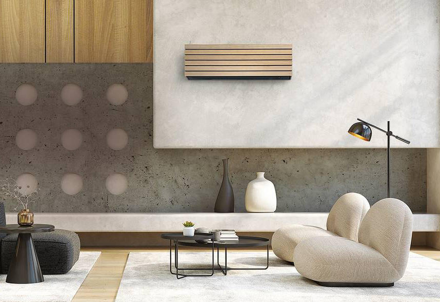 Ha frontale di legno naturale il climatizzatore da parete DAISEIKAI™10 RAS-B10S4KVPG-E da 2,5 kW di Toshiba, con il 43% dei componenti in plastica costituito da materiali riciclati. In classe di efficienza energetica A+++, ha wi-fi, app e controllo vocale, funzione di rilevamento del movimento e ionizzatore al plasma completo di filtro ultrapure PM 2,5. Misura L 93 x P 25,5 x H 29,3 cm e costa 2.300 euro. www.toshibaclima.it Ha frontale di legno naturale il climatizzatore da parete DAISEIKAI™10 RAS-B10S4KVPG-E da 2,5 kW di Toshiba, con il 43% dei componenti in plastica costituito da materiali riciclati. In classe di efficienza energetica A+++, ha wi-fi, app e controllo vocale, funzione di rilevamento del movimento e ionizzatore al plasma completo di filtro ultrapure PM 2,5. Misura L 93 x P 25,5 x H 29,3 cm e costa 2.300 euro. www.toshibaclima.it