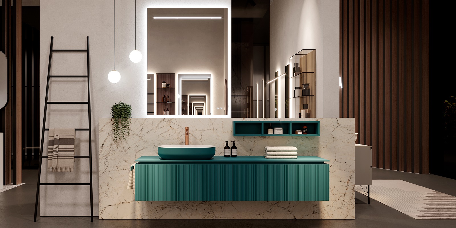 È nel colore laccato blu rana opaco la base lavabo della collezione ViaCondotti di Ideagroup in foto con portasciugamani di lato nello stesso colore. La collezione si caratterizza per il passo cannettato irregolare che crea zone di ombre e di luci. Misura L 188 x P 50 x H 38 cm. Prezzo su richiesta. www.ideagroup.it È nel colore laccato blu rana opaco la base lavabo della collezione ViaCondotti di Ideagroup in foto con portasciugamani di lato nello stesso colore. La collezione si caratterizza per il passo cannettato irregolare che crea zone di ombre e di luci. Misura L 188 x P 50 x H 38 cm. Prezzo su richiesta. www.ideagroup.it
