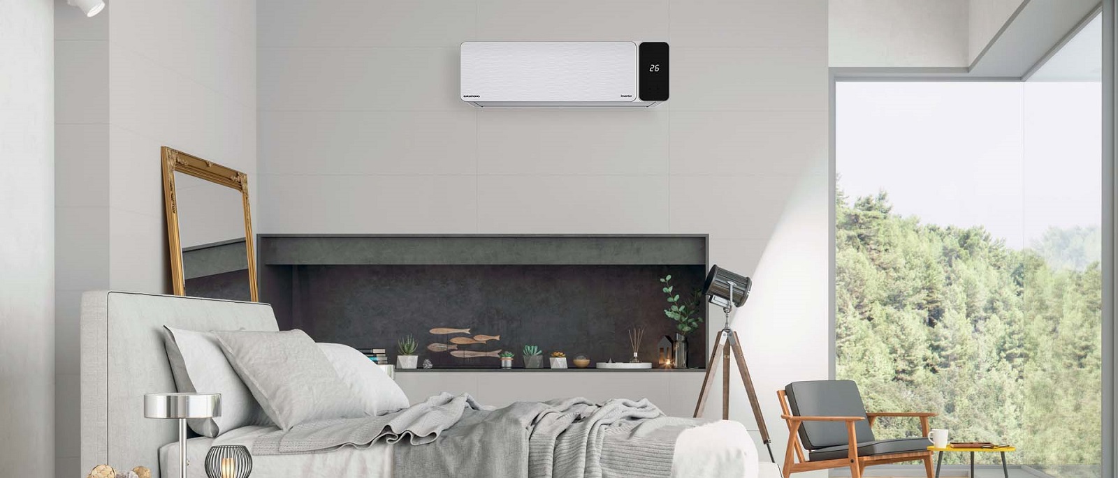 La serie Prologue GR9 A+++ di Grundig, disponibile mono e multi-split da 9.000, 12.000 e 18.000 Btu/h, è caratterizzata da un display digitale dal design raffinato e funzionale e si distingue per le elevate prestazioni in fatto di connettività, grazie alla possibilità di una gestione da remoto, che permette di regolare i valori di temperatura e umidità dell'aria in modo preciso e autonomo. Ha motore Inverter, sistema di Filtrazione Actifour con filtro alla Catechina che rimuove odori e polveri, filtro fotocatalizzatore che elimina i germi, Nano-silver Ion Filter, purificatore dell’aria agli ioni d’argento e filtro HEPA. L’unità interna misura L 80,5 x P 20 x H 27 cm. Prezzo del modello da 2,6 kW in raffrescamento e 2,2 kW in riscaldamento 749,50 euro. www.grundig.it La serie Prologue GR9 A+++ di Grundig, disponibile mono e multi-split da 9.000, 12.000 e 18.000 Btu/h, è caratterizzata da un display digitale dal design raffinato e funzionale e si distingue per le elevate prestazioni in fatto di connettività, grazie alla possibilità di una gestione da remoto, che permette di regolare i valori di temperatura e umidità dell'aria in modo preciso e autonomo. Ha motore Inverter, sistema di Filtrazione Actifour con filtro alla Catechina che rimuove odori e polveri, filtro fotocatalizzatore che elimina i germi, Nano-silver Ion Filter, purificatore dell’aria agli ioni d’argento e filtro HEPA. L’unità interna misura L 80,5 x P 20 x H 27 cm. Prezzo del modello da 2,6 kW in raffrescamento e 2,2 kW in riscaldamento 749,50 euro. www.grundig.it