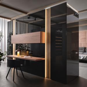 iSunirm Sistema Cabina Armadio Componibile Industriale – Stand Appendiabiti a Parete in Metallo con Ripiani in Legno – Guardaroba Telescopico Aperto per Camera da Letto e Cabina Armadio Nero