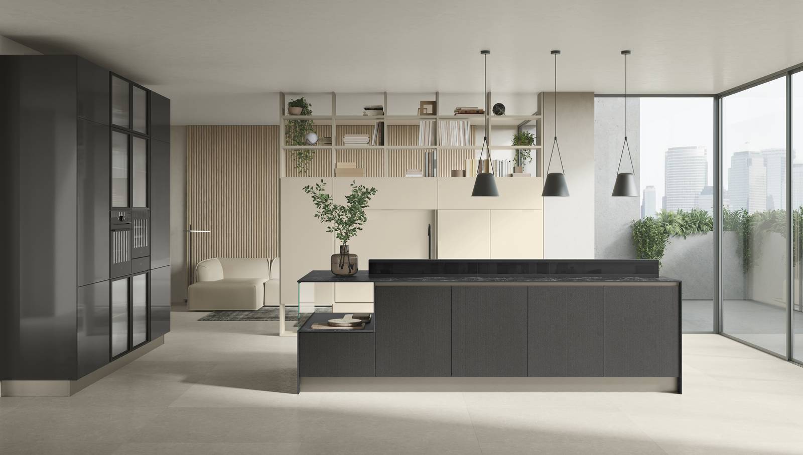 Ha al centro l'isola, con  il piano in Hpl Dark Cuore Nero e le ante delle basi in Rigatino Laguna, la cucina Immagina di LUBE. La grande armadiatura laterale accoglie i due forni e la dispensa. Un modulo base da 60 cm senza top, prezzo 345 euro + IVA.  https://www.cucinelube.it Ha al centro l'isola, con  il piano in Hpl Dark Cuore Nero e le ante delle basi in Rigatino Laguna, la cucina Immagina di LUBE. La grande armadiatura laterale accoglie i due forni e la dispensa. Un modulo base da 60 cm senza top, prezzo 345 euro + IVA.  https://www.cucinelube.it