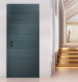 Finitura laccata ULTRAopaco
nel colore Metallo Dark per
Plissè Vario di FerreroLegno. L’anta è pantografata, con un decoro caratterizzato dall’alternanza di linee orizzontali diverse nelle proporzioni, per una superficie dinamica. Misura L 80 x H 210 cm e costa 1.156 euro + Iva. www.ferrerolegno.it