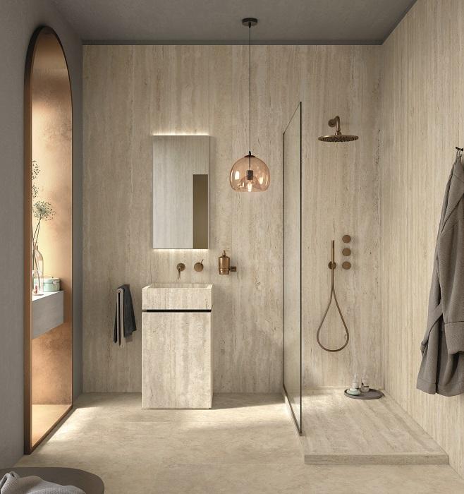 Il gres porcellanato Elysian Travertini di Mirage accentua l'estetica elegante e senza tempo della pietra, proponendola nella versione Vein Cut dalle linee direzionali mai invadenti, ideale per rivestimento e facciata e Cross Cut impreziosita da sfumature tono su tono, adatta per pavimento. I toni variano dal bianco caldo al grigio. In versione Line ha lavorazioni a rilievo dalla carica decorativa. www.mirage.it Il gres porcellanato Elysian Travertini di Mirage accentua l'estetica elegante e senza tempo della pietra, proponendola nella versione Vein Cut dalle linee direzionali mai invadenti, ideale per rivestimento e facciata e Cross Cut impreziosita da sfumature tono su tono, adatta per pavimento. I toni variano dal bianco caldo al grigio. In versione Line ha lavorazioni a rilievo dalla carica decorativa. www.mirage.it