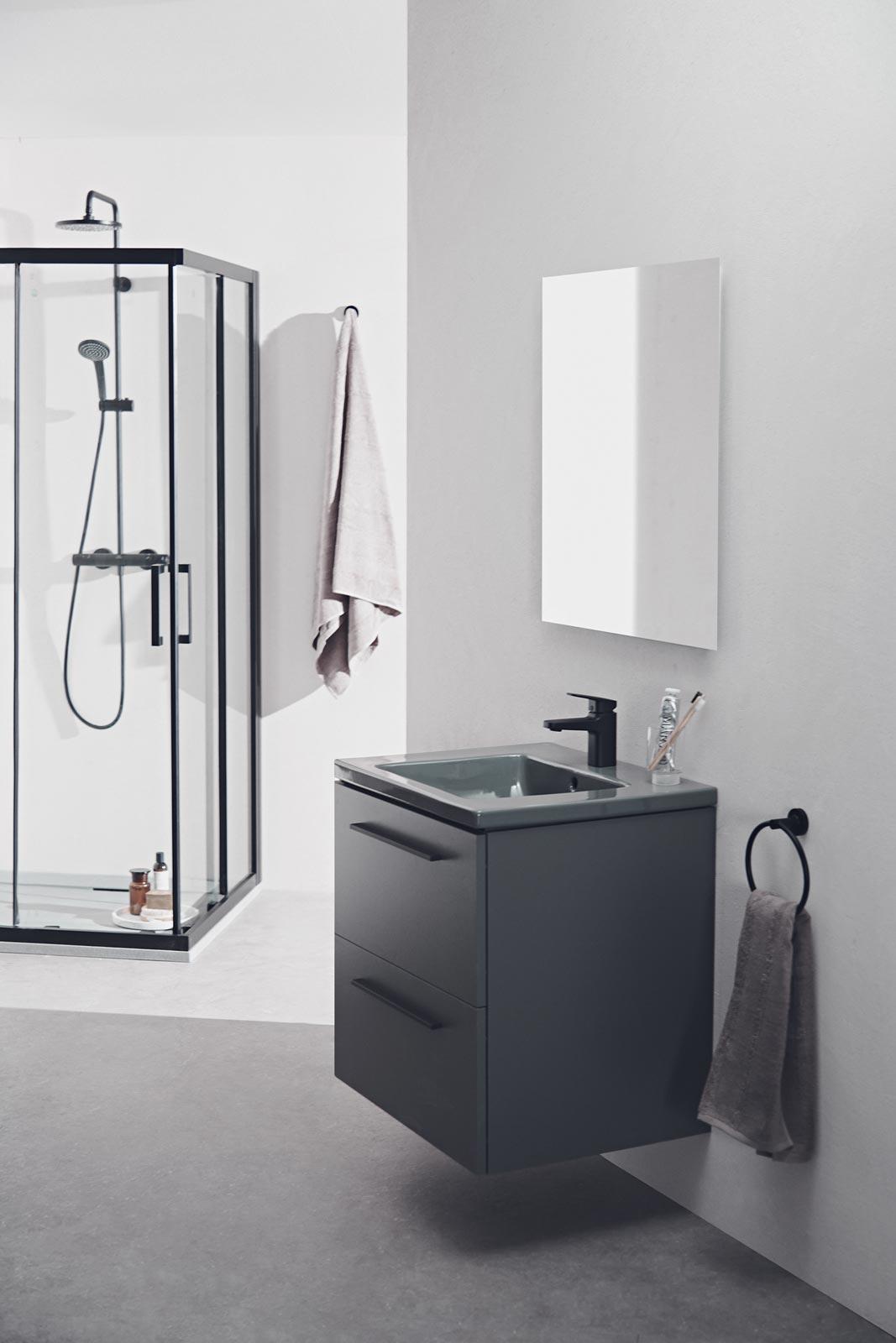 Ideal Standard lavabo i.life B Grigio lucido; piatto doccia Ultra Flat S i.life grigio cemento Ideal Standard lavabo i.life B Grigio lucido; piatto doccia Ultra Flat S i.life grigio cemento