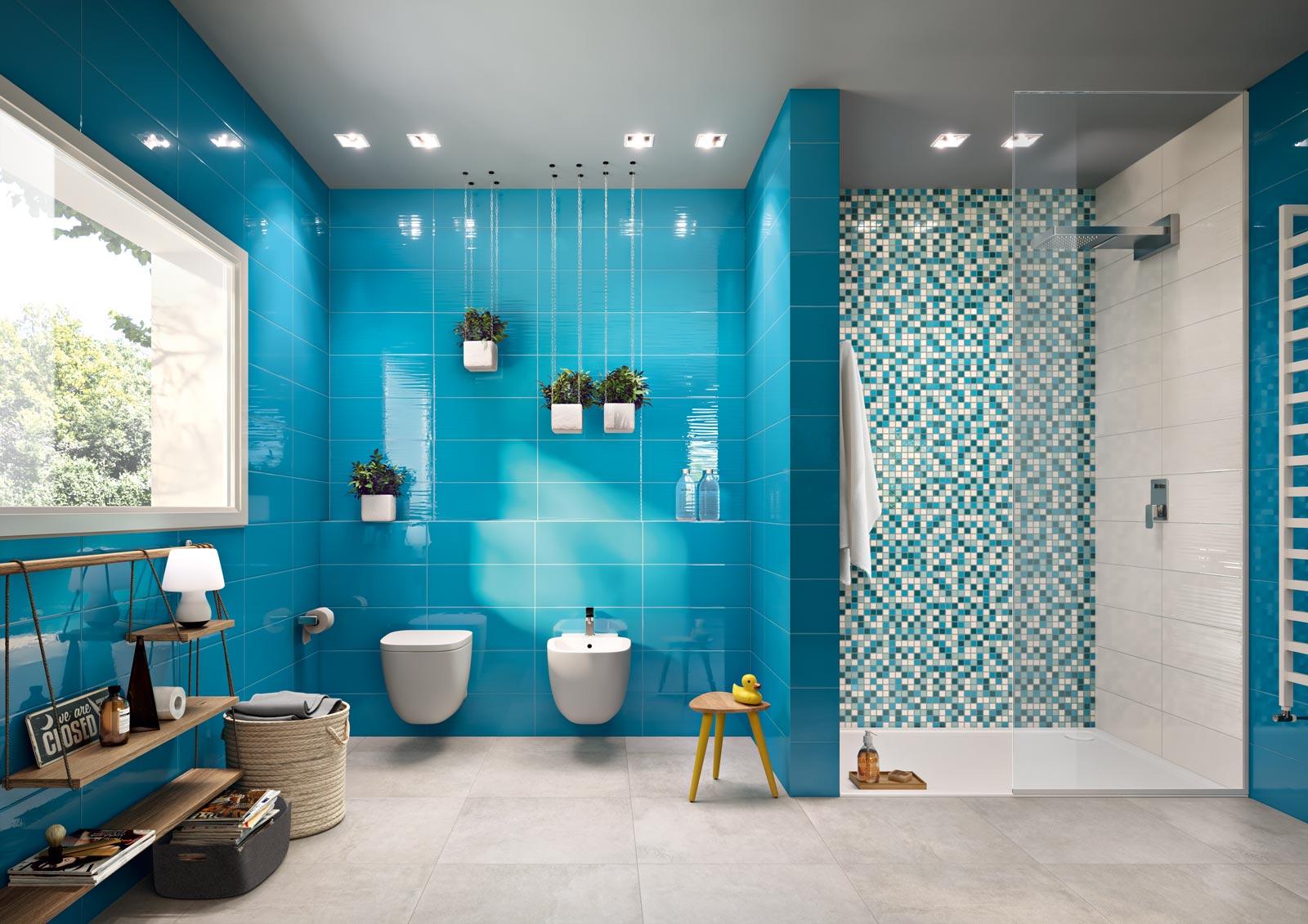 Piastrelle Lagoon Blue di Iperceramica (www.iperceramica), misure 20 X 50 cm lucide, prezzo a ottobre 2023: al mq 19,99 euro.