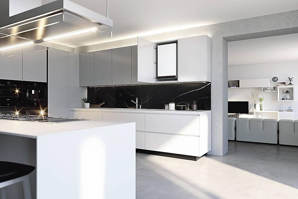 Profonda solamente 24,9 cm (e larga 45 cm e alta 75 cm), la caldaia a condensazione Vitodens 100-E trova posto in un pensile della cucina di misura standard. Profonda solamente 24,9 cm (e larga 45 cm e alta 75 cm), la caldaia a condensazione Vitodens 100-E trova posto in un pensile della cucina di misura standard.