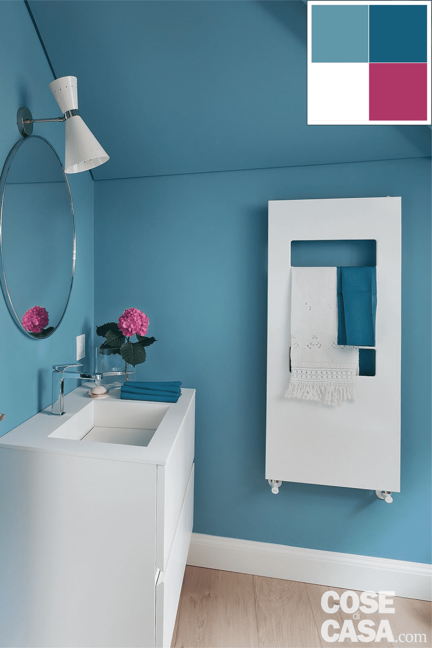 bagno parete azzurro