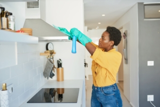 Shot of a young woman cleaning her home Shot of a young woman cleaning her home