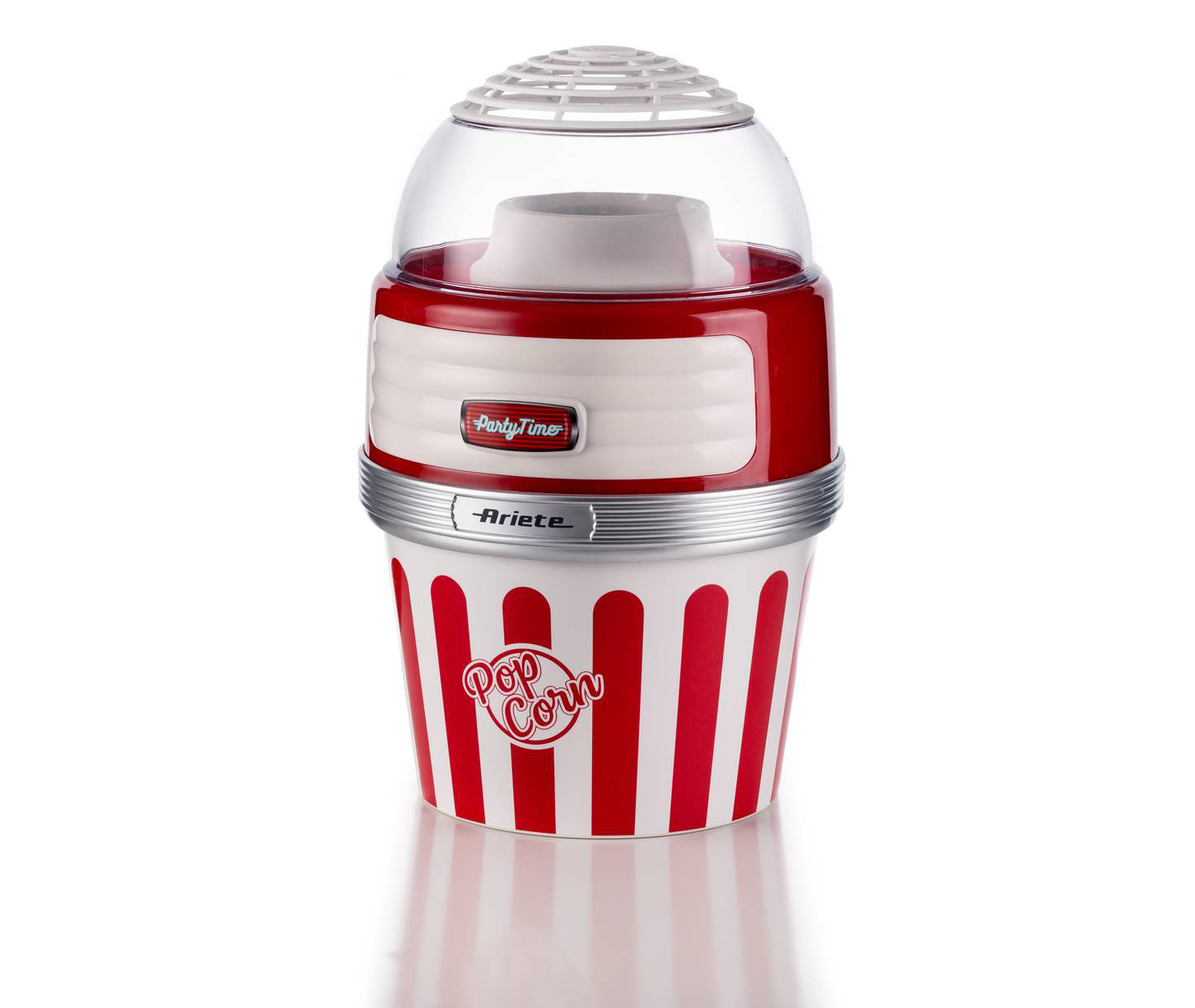 Grazie allo speciale metodo di cottura ad aria calda, Pop Corn XL Party Time di Ariete trasforma, in meno di 2 minuti, 60 gr di mais in fragranti e leggeri popcorn senza utilizzare olio o grassi. La ciotola estraibile permette poi di servire direttamente i popcorn appena fatti. Ha potenza di 1.100 watt. Misura Ø 21 x H 32 cm. Prezzo 60 euro. www.ariete.net Grazie allo speciale metodo di cottura ad aria calda, Pop Corn XL Party Time di Ariete trasforma, in meno di 2 minuti, 60 gr di mais in fragranti e leggeri popcorn senza utilizzare olio o grassi. La ciotola estraibile permette poi di servire direttamente i popcorn appena fatti. Ha potenza di 1.100 watt. Misura Ø 21 x H 32 cm. Prezzo 60 euro. www.ariete.net