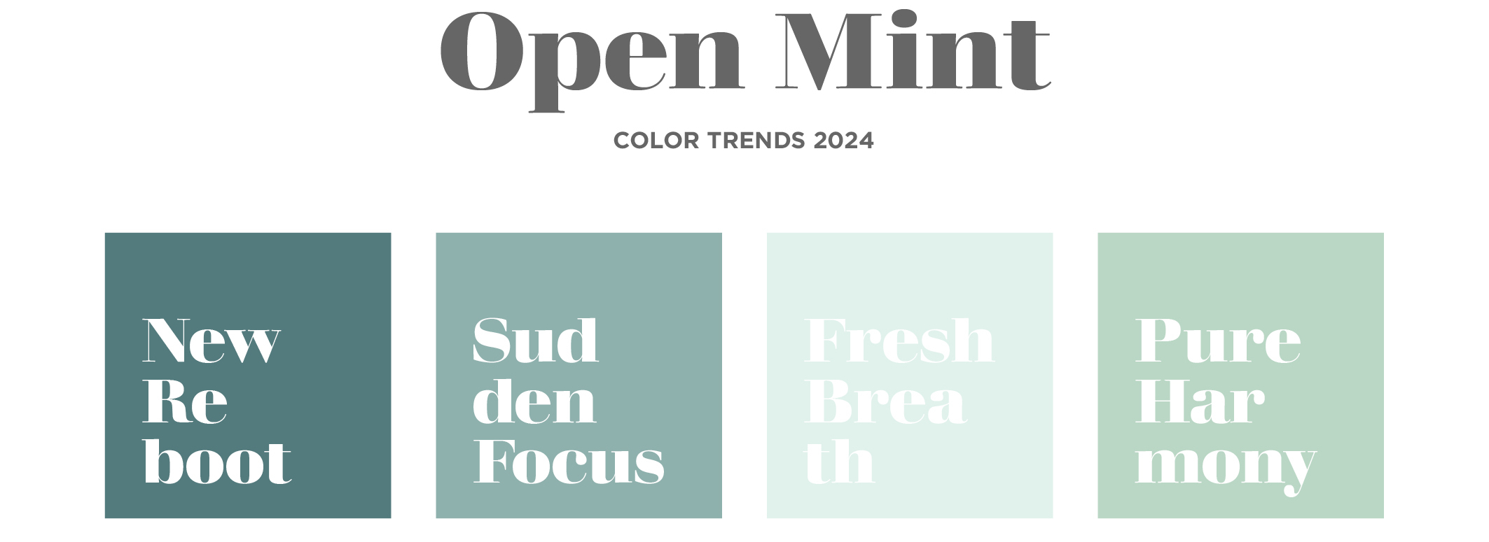 Palette OPEN MINT, color trends 2024 Novacolor