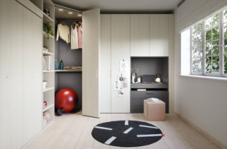 “Veste” l'angolo della cameretta l'armadio anta battente in laminato chiaro con maniglie Bridge che è attrezzato con un vano e un piccolo scrittoio con cassetti a cui basta aggiungere il pouf Cube per dare vita ad un pratico angolo studio. L'angolo spogliatoio, che ha le ante pieghevoli e una serie di faretti Led interni, è coordinato con la libreria Holly! appoggiata a terra. Tutto di Nidi. Prezzo su progetto. www.nidi.it “Veste” l'angolo della cameretta l'armadio anta battente in laminato chiaro con maniglie Bridge che è attrezzato con un vano e un piccolo scrittoio con cassetti a cui basta aggiungere il pouf Cube per dare vita ad un pratico angolo studio. L'angolo spogliatoio, che ha le ante pieghevoli e una serie di faretti Led interni, è coordinato con la libreria Holly! appoggiata a terra. Tutto di Nidi. Prezzo su progetto. www.nidi.it