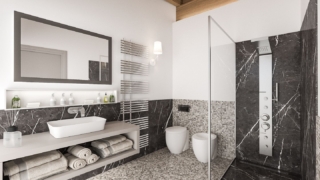 bagno bianco nero e grigio mosaico GoPillar bagno bianco nero e grigio mosaico GoPillar