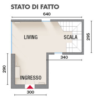 Stato di fatto arredare soggiorno