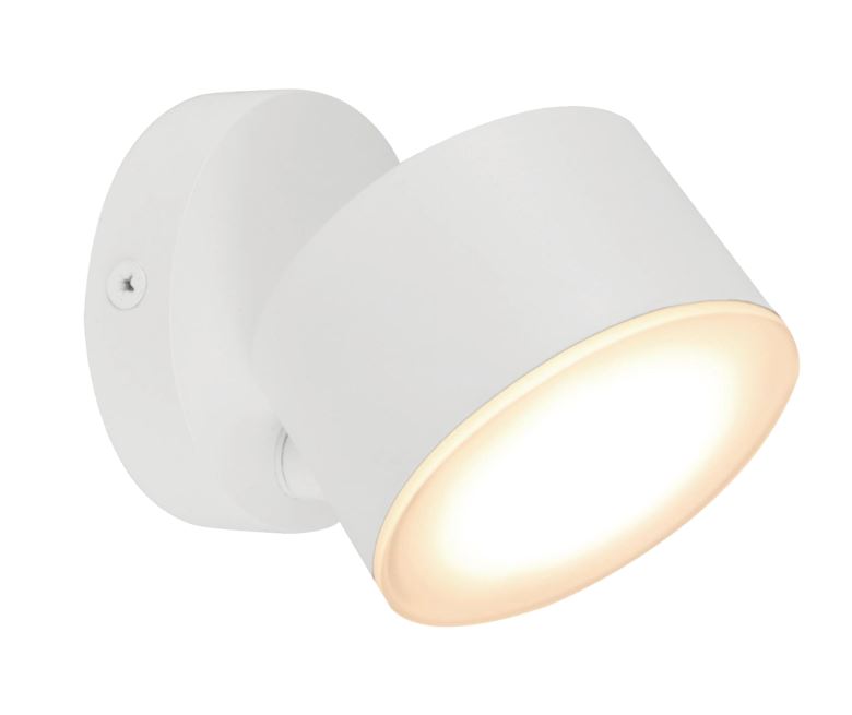 L'applique Dopan di Inspire (Ref. 84551449) ha il sostegno realizzato in alluminio dipinto opaco e il diffusore tondo in acrilico bianco; è dotata di illuminazione a Led di colore bianco caldo. Misura L 9 x P 7 cm. Prezzo 26,99 euro.