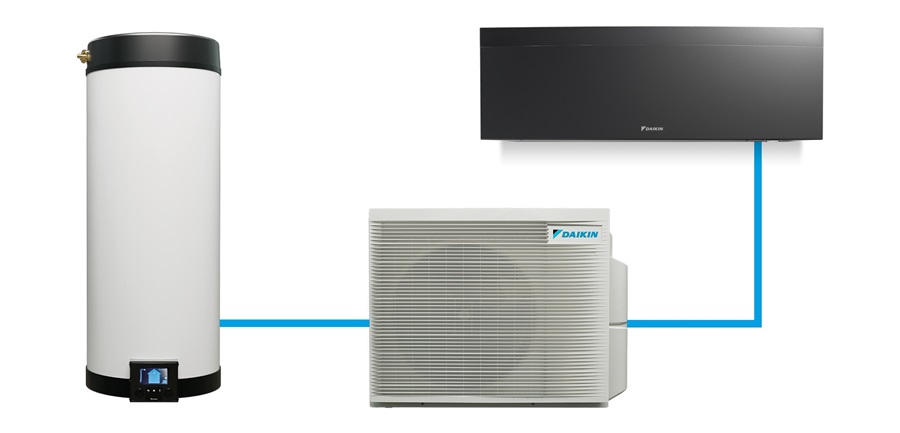 Multi+ di Daikin è il sistema elettrico che permette di raffrescare e riscaldare attraverso pompa di calore aria/aria e produrre acqua calda sanitaria senza l’uso di gas. Il sistema si compone di climatizzatore, come Emura o Stylish, fino a tre unità interne e di serbatoio per l'accumulo dell'acqua calda, con capacità da 90 o 120 litri. Si può collegare alla app Daikin Onecta, per programmare accensione e spegnimento e monitorare i consumi evitando sprechi di energia. Classe energetica fino A++. www.daikin.it Multi+ di Daikin è il sistema elettrico che permette di raffrescare e riscaldare attraverso pompa di calore aria/aria e produrre acqua calda sanitaria senza l’uso di gas. Il sistema si compone di climatizzatore, come Emura o Stylish, fino a tre unità interne e di serbatoio per l'accumulo dell'acqua calda, con capacità da 90 o 120 litri. Si può collegare alla app Daikin Onecta, per programmare accensione e spegnimento e monitorare i consumi evitando sprechi di energia. Classe energetica fino A++. www.daikin.it