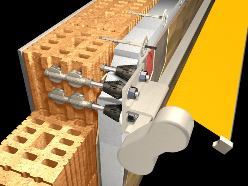 TherMax di Fischer è il sistema di fissaggio termicamente isolato per applicazioni su pareti con cappotto isolante. Si tratta di una barriera termica che impedisce il ponte termico che si crea nei punti di discontinuità degli edifici, come finestre, porte, serramenti, giunti e punti di accoppiamento tra materiali diversi. Grazie al cono isolante in nylon rinforzato con fibra di vetro, che nasconde una barriera fisica al suo interno, interrompe lo scambio termico. Il cono è autofilettante, le parti esterne sono in acciaio inossidabile A2 e può essere usato su tutti i materiali da costruzione. www.fisher.it TherMax di Fischer è il sistema di fissaggio termicamente isolato per applicazioni su pareti con cappotto isolante. Si tratta di una barriera termica che impedisce il ponte termico che si crea nei punti di discontinuità degli edifici, come finestre, porte, serramenti, giunti e punti di accoppiamento tra materiali diversi. Grazie al cono isolante in nylon rinforzato con fibra di vetro, che nasconde una barriera fisica al suo interno, interrompe lo scambio termico. Il cono è autofilettante, le parti esterne sono in acciaio inossidabile A2 e può essere usato su tutti i materiali da costruzione. www.fisher.it