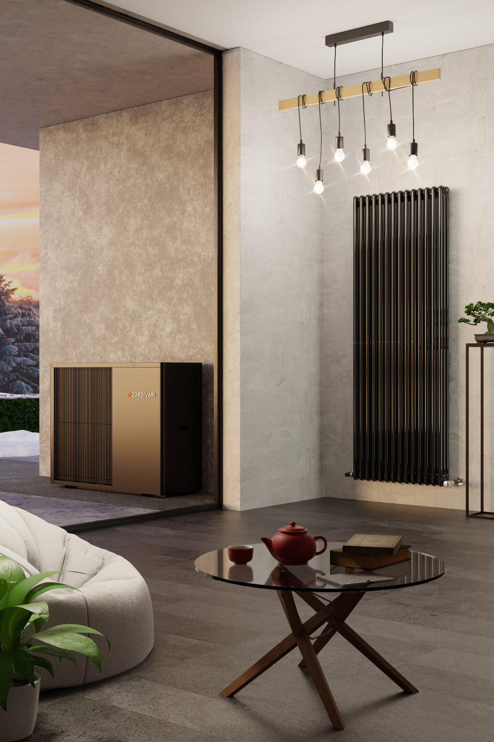 Pompa di calore ad alta temperatura VESTALIS® & Radiatore tubolare Ardesia® Pompa di calore ad alta temperatura VESTALIS® & Radiatore tubolare Ardesia®
