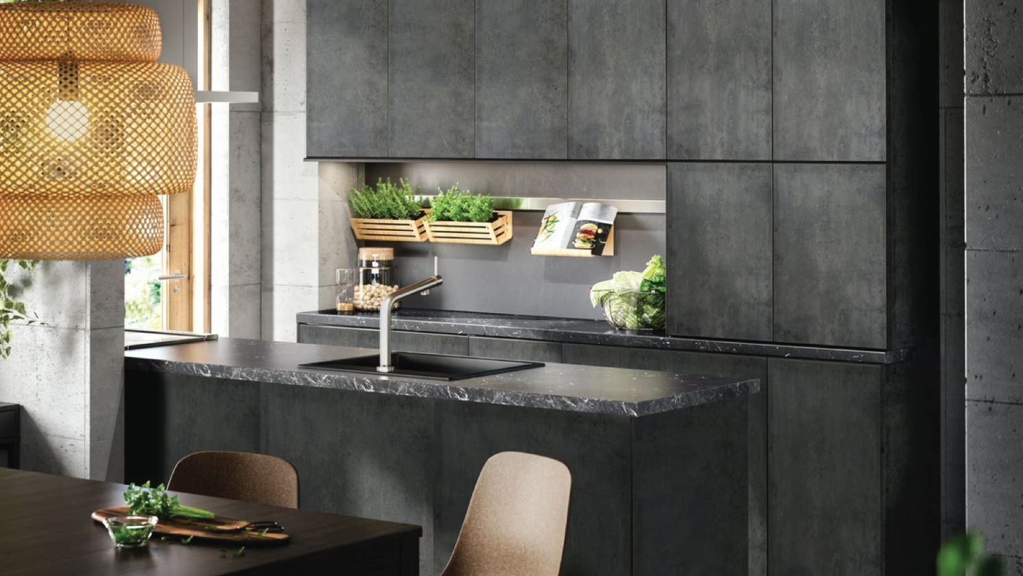 Cucina Kalhyttan grigio scuro effetto cemento